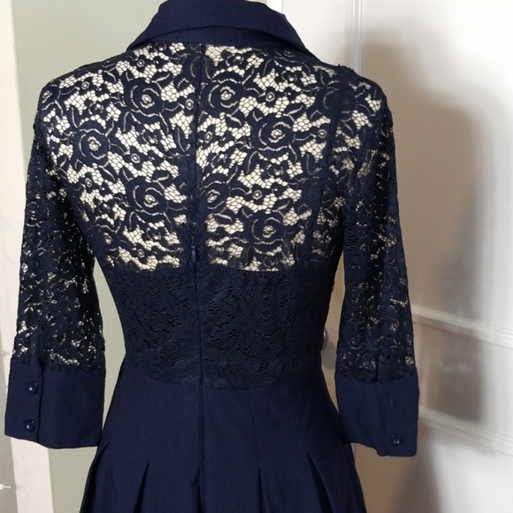 Navy Blue Retro Style Pinup Dress - Picture 5 of 9
